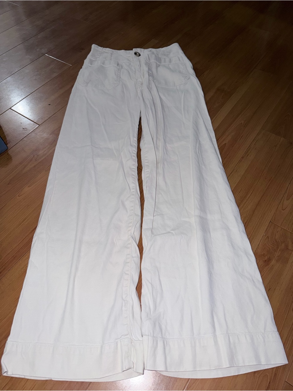 Maeve Wide Leg White Jeans - High Rise Flare
